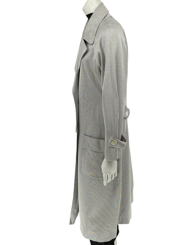 Pamella Roland Grey Cape Style Trench Jacket Double Breasted – Large