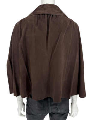 Akris Chocolate Brown Suede Cape Jacket – Size 12