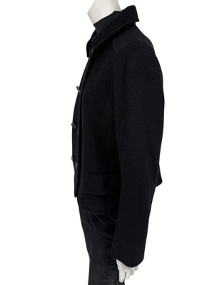 Lida Baday Black Wool Cropped Peacoat – Size 12