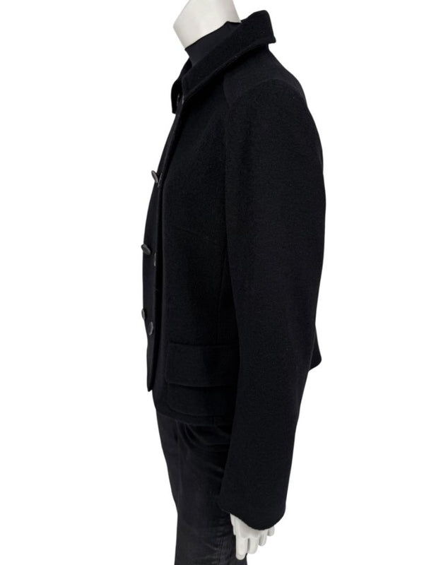 Lida Baday Black Wool Cropped Peacoat – Size 12