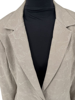 Oscar by Oscar de la Renta Taupe Embroidered Pantsuit – Size 14