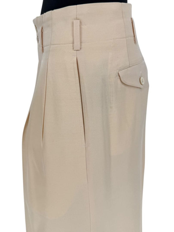Comme des Garçons Beige Silk-Wool Wide-Leg Trousers – Size L