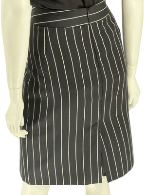 Armani Collezioni Black Pinstripe Wool Skirt – Size 12
