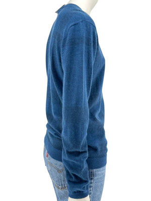 Burberry London Blue V-Neck Cashmere Sweater – Size XL