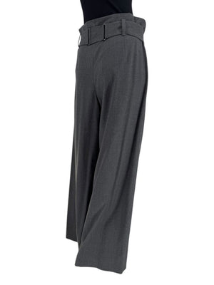 Armani Collezioni Gray High-Waisted Belted Wide-Leg Trousers – Size 10