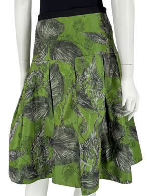 Oscar de la Renta Green Floral Silk Skirt – Fall 2008 - Size 16