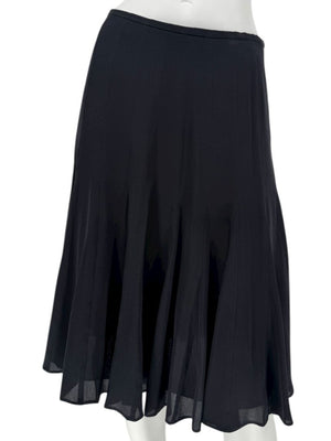 Armani Collezioni Black Silk A-Line Flounce Skirt –Size: 12