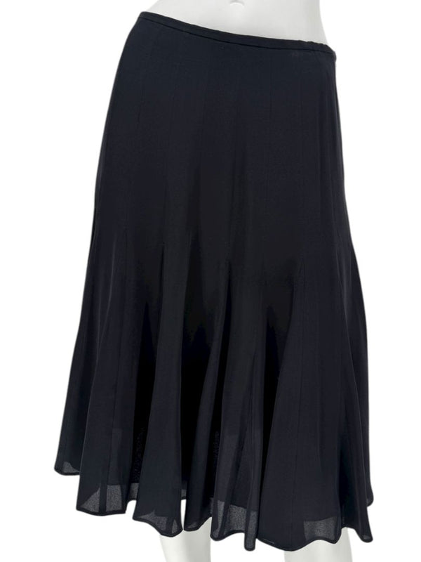 Armani Collezioni Black Silk A-Line Flounce Skirt –Size: 12