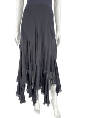 Dana Buchman Black Silk Asymmetric Ruffle Skirt – Size 12