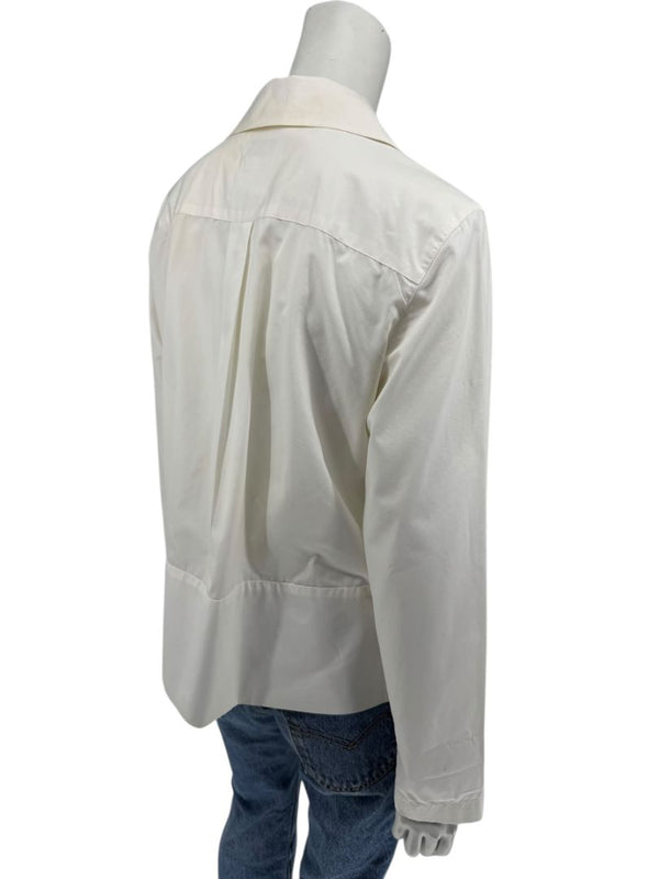 Chanel Ivory Zip-Front Cotton Blouse – Size 42