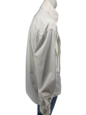 Karl Lagerfeld White Cotton Tuxedo-Style Pleated Shirt – Size 44