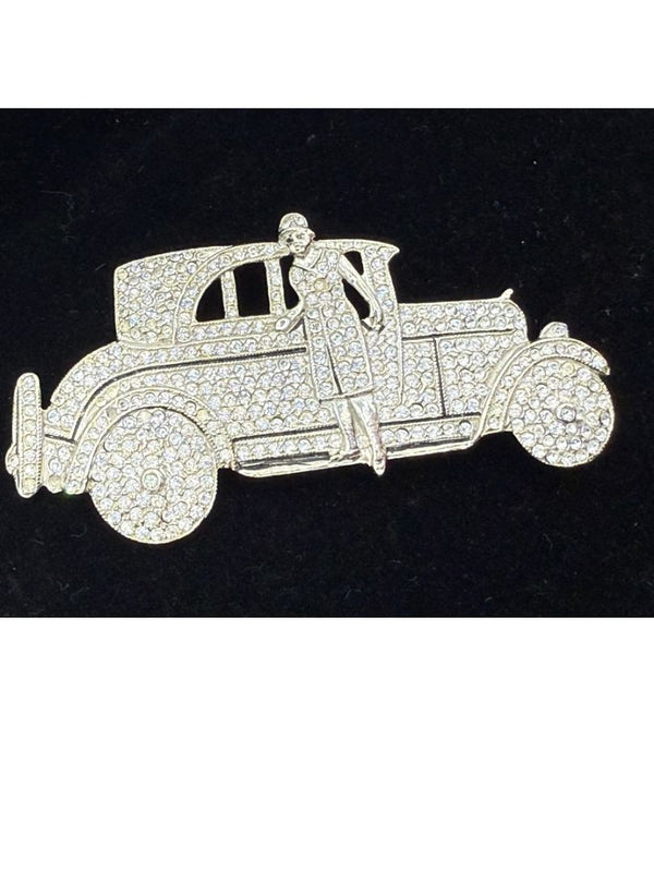 Polani Vintage Rhinestone Art Deco Car Brooch – Excellent Preowned Condition