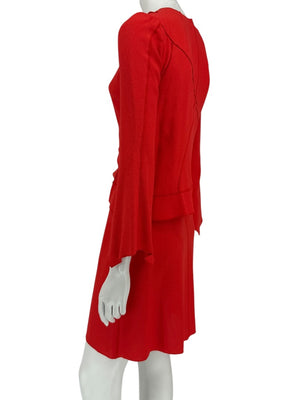 Proenza Schouler Women’s Red Acetate-Viscose Asymmetrical Wrap Dress with Tie Waist – Size 0