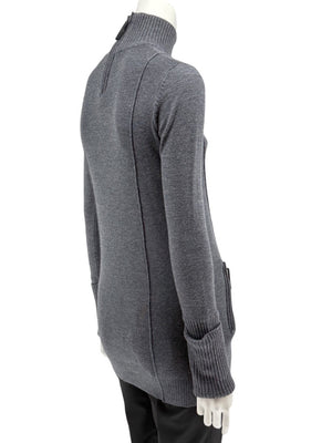 Burberry Sport Grey Wool Zip-Detail Turtleneck Sweater – Size: XS