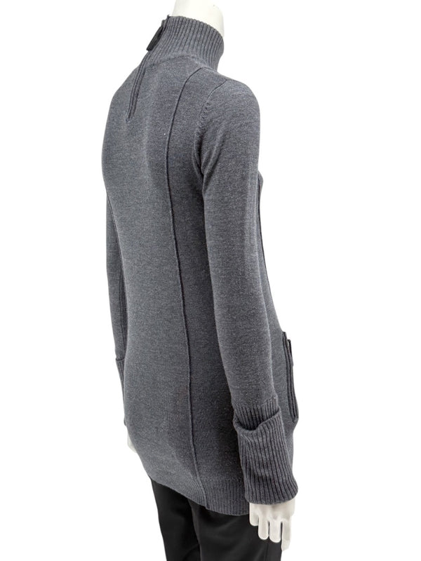 Burberry Sport Grey Wool Zip-Detail Turtleneck Sweater – Size: XS