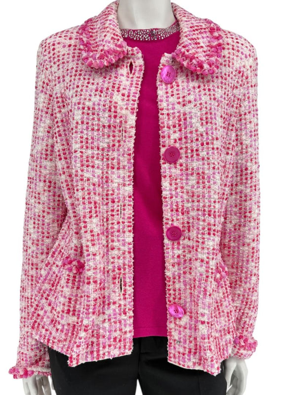 Escada Pink & Ivory Textured Button-Front Jacket – Size 46