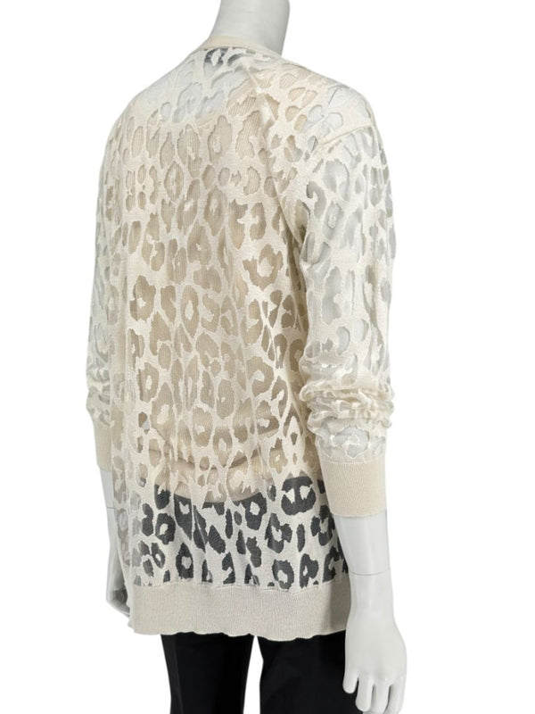 Magaschoni Ribbed Tank & Mesh Leopard Cardigan Twin Set – Size XL