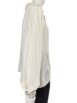 Oscar de la Renta Ivory Sheer Ruffled Blouse – Size 12
