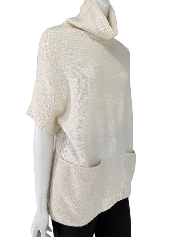 Loro Piana Ivory Cashmere & Silk Cowl-Neck Sweater – Size 44