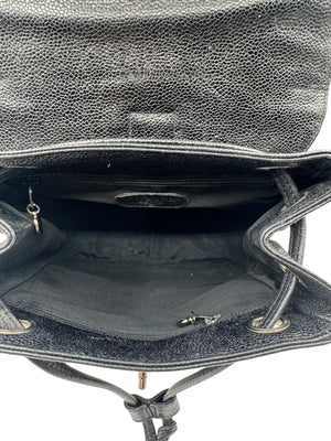 Chanel 1996-1997 Black Caviar Triple CC Backpack - Silver Hardware *RARE*