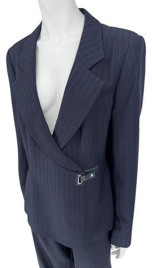 Armani Collezioni Navy Pinstripe Wrap Pantsuit – Made in Italy – Size 14