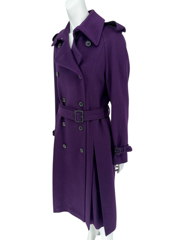 Burberry London Wool & Cashmere Trench Coat – Deep Purple US 12