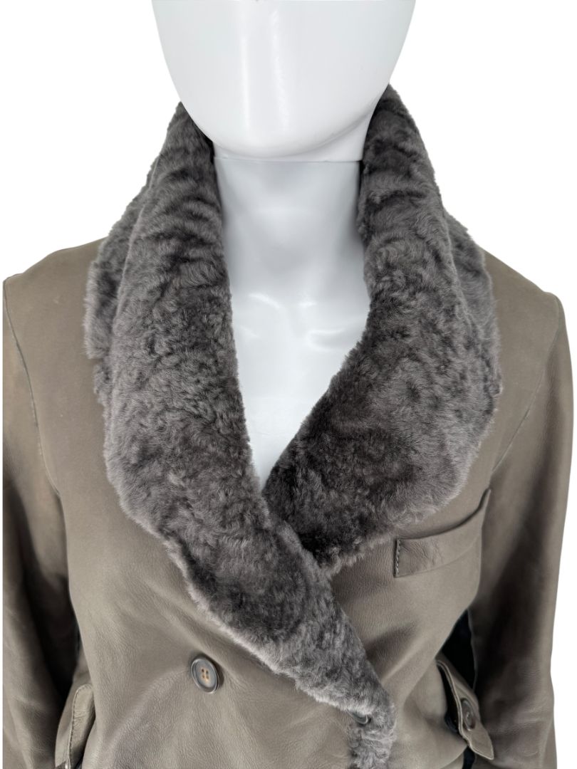 Brunello Cucinelli Graphite Shearling Lambskin Jacket – Size IT 44 – New with Tags