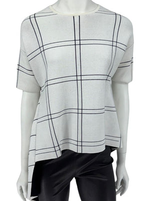 Derek Lam Asymmetrical Windowpane Knit Top - Size Medium