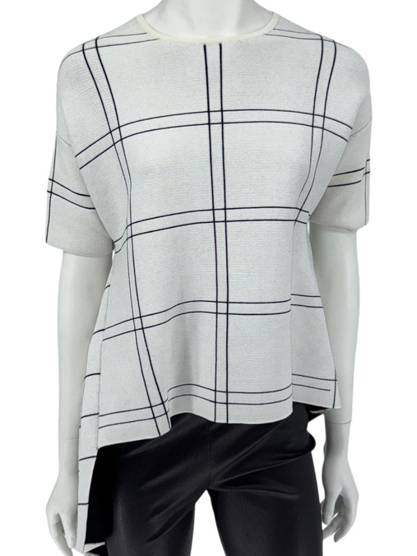 Derek Lam Asymmetrical Windowpane Knit Top - Size Medium
