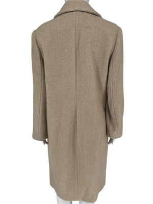 Brunello Cucinelli Ivory Wool-Cashmere Coat with Monili Detail - Size 8