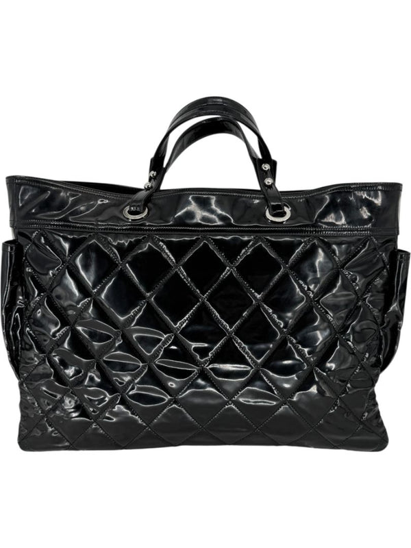 Chanel Paris-Biarritz XL Tote in Black Patent Vinyl