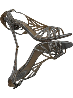 René Caovilla Silver Crystal-Embellished Sandals – Size 39 - BNIB