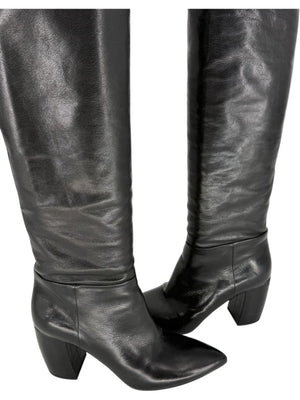 Prada Black Leather Knee-High Boots – Size 39.5