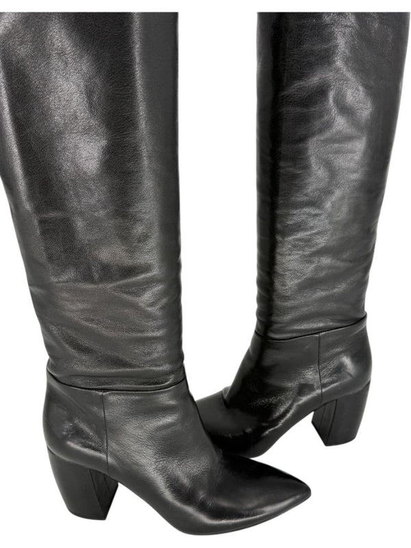 Prada Black Leather Knee-High Boots – Size 39.5