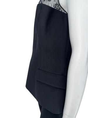 Christian Dior Black Lace-Trim Sleeveless Top – Size FR 44 (US 12)