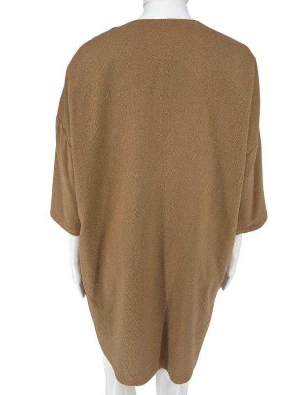 Max Mara Camel Wool Button-Shoulder Tunic Dress – Size US 6