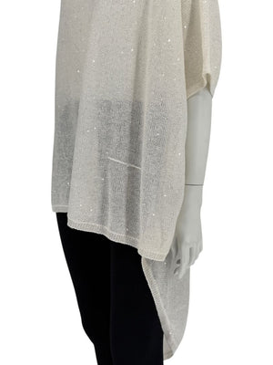 Brunello Cucinelli Ivory Hi-Low Sequin Knit Tunic – Size L