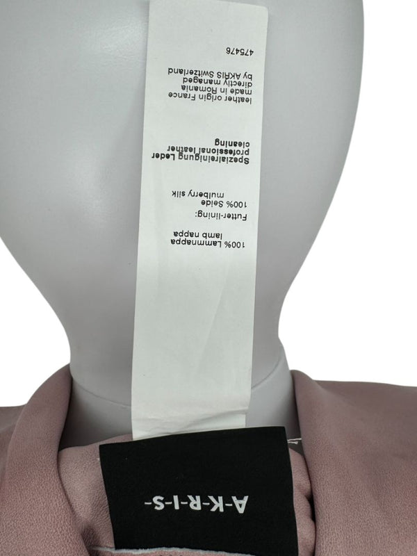 Akris Lamb Nappa Leather Moto Trench in Dusty Rose – Size 8