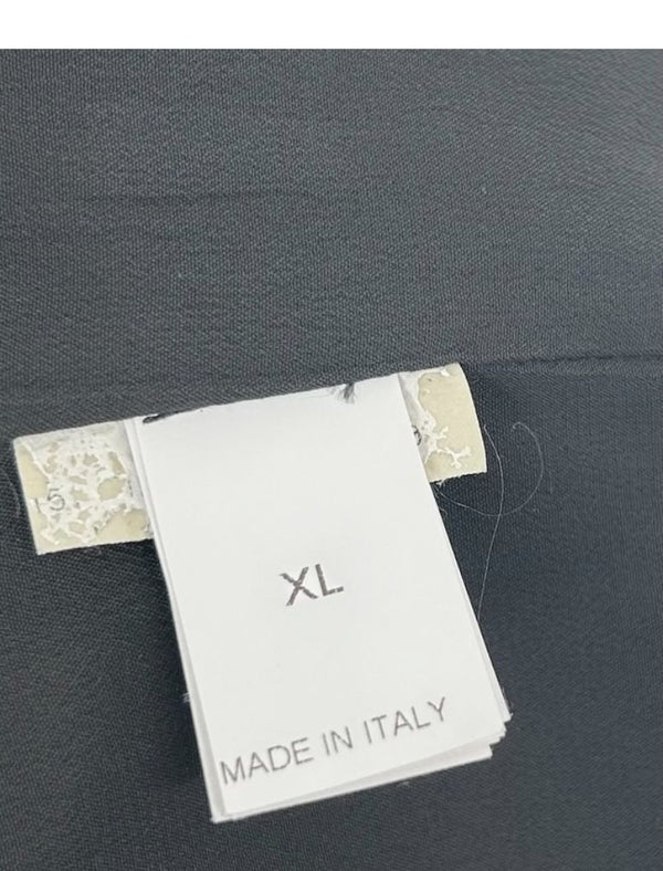 Brunello Cucinelli Black Silk Maxi Dress with Ruffled Shoulder Detail – Size XL