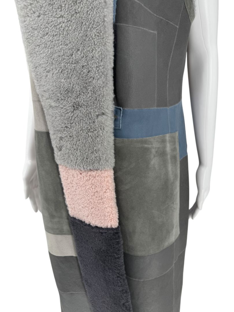 Akris Colorblock Shearling Patchwork Vest – Size 10