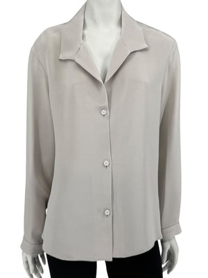 Peter Cohen Gray Silk Convertible Collar Blouse – Size L
