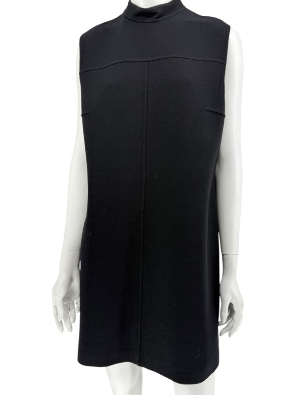 Michael Kors Collection Black Sleeveless Wool-Blend Shift Dress – Size 8
