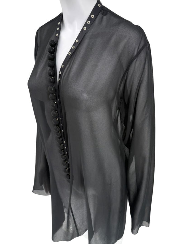 Maison Margiela Sheer Black Button-Front Blouse/Cover-Up – IT 42