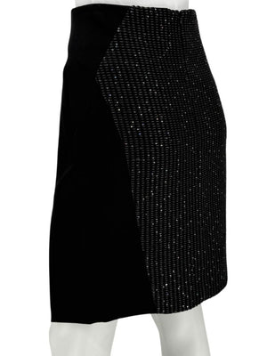 Pamella Roland Black Textured Sequin Skirt - Large