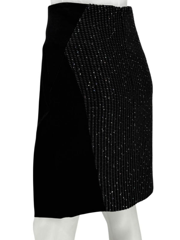 Pamella Roland Black Textured Sequin Skirt - Large
