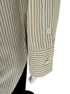 Akris Punto Beige & White Stripe Button Detail Blouse – Size US 10