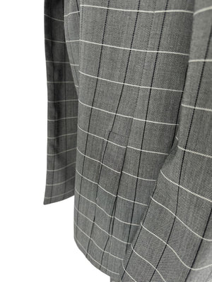 A-K-R-I-S Punto Grey Windowpane Wool Pantsuit – Jacket Size 8, Pants Size 10
