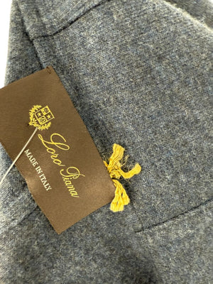 Loro Piana Blue Cashmere Blend Hooded Jacket with Leather Trim – Size M