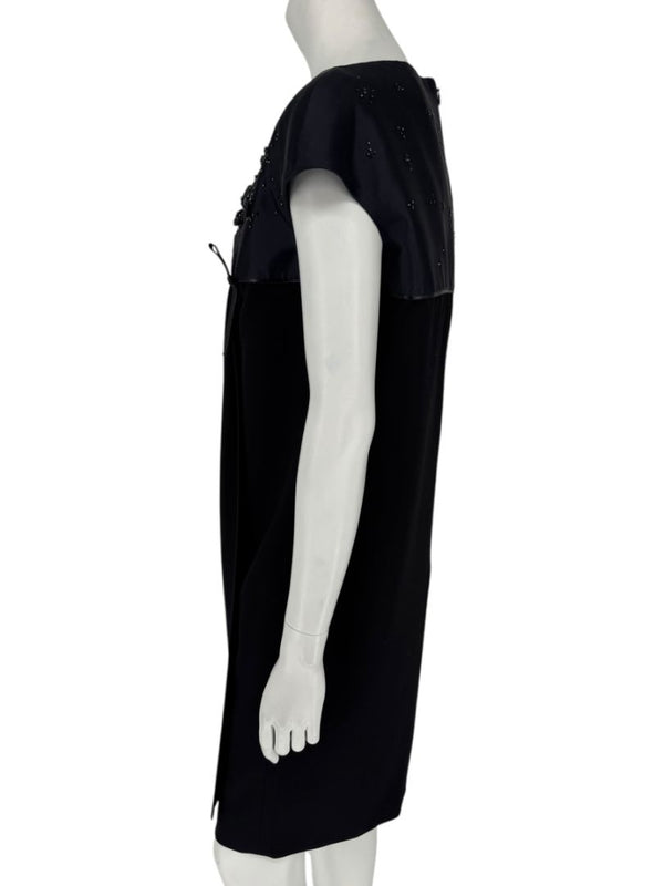 Atelier Caito for Herve Pierre Black Beaded Yoke Draped Dress – Size 12
