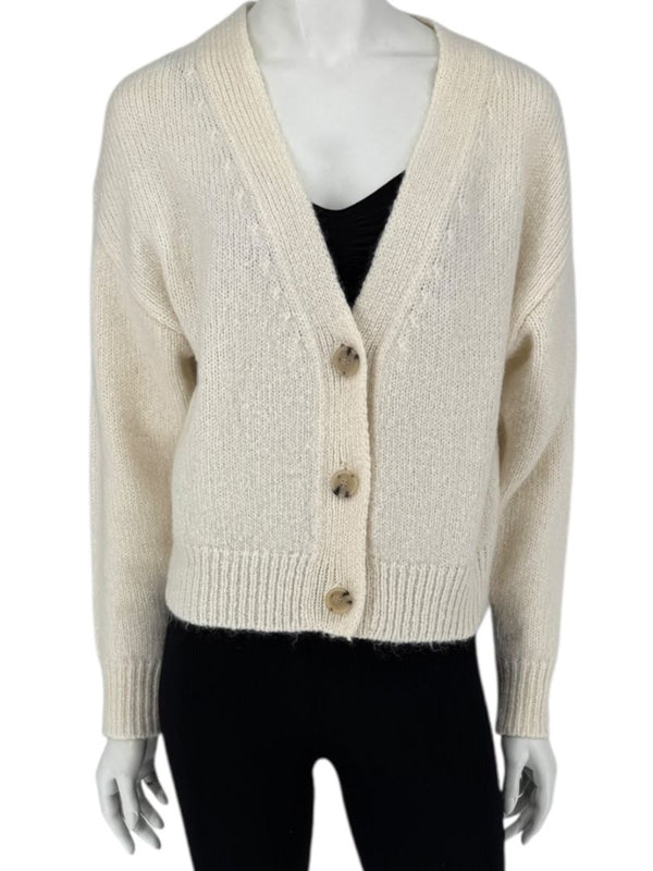 Allude Cream Mohair Blend Button-Front Cardigan – Size M